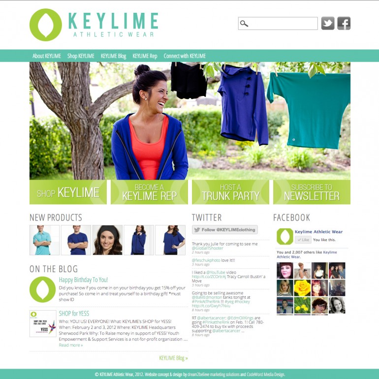 Keylime Athletic Wear Website